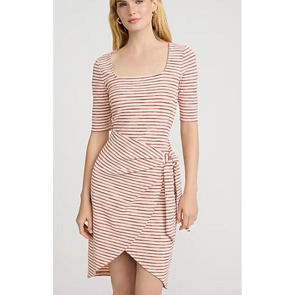 Express Textured Waffle Striped Scoop Neck Wrap Dress Size Large New - Picture 4 of 11
